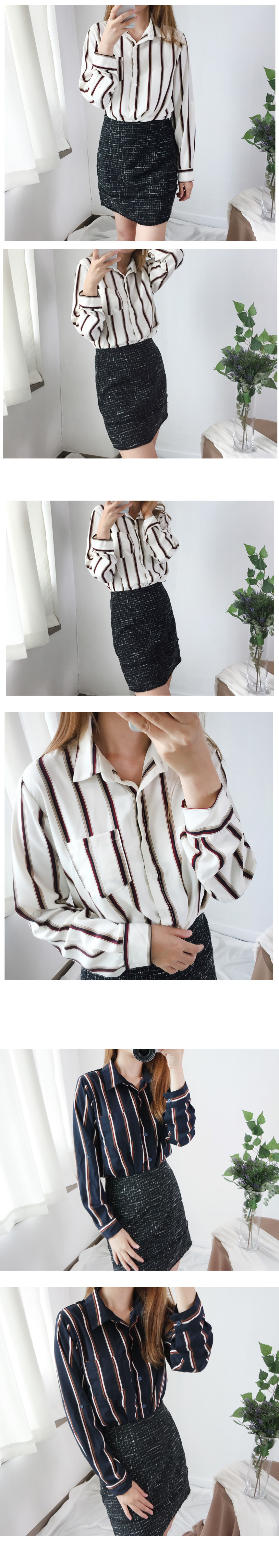 Women's Striped Blouse Women's Autumn Chiffo