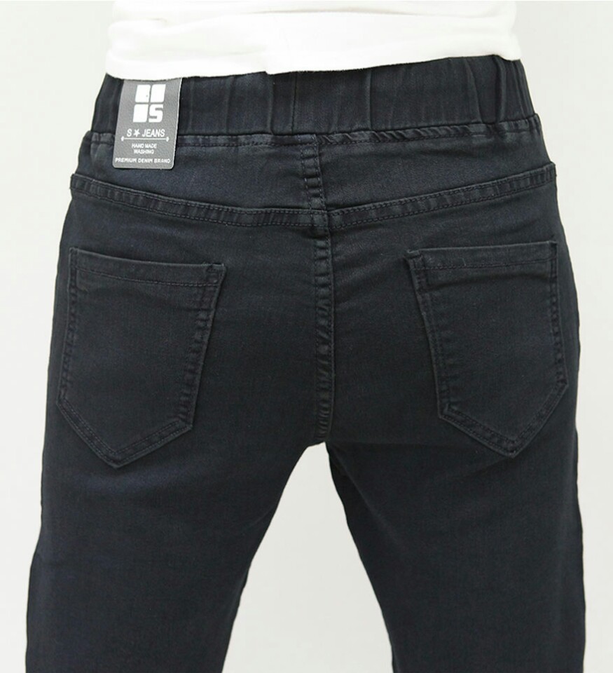 Korea Jeans Pants Autumn Statue Black Slim Exhaust