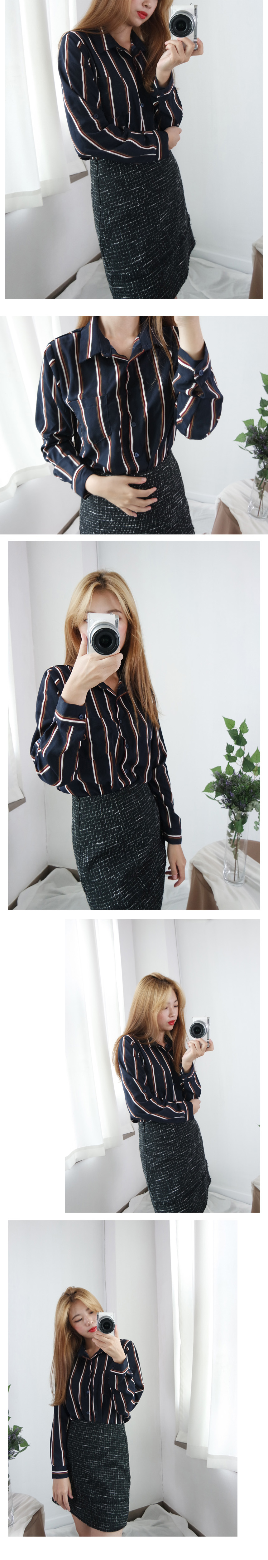 Women's Striped Blouse Women's Autumn Chiffo
