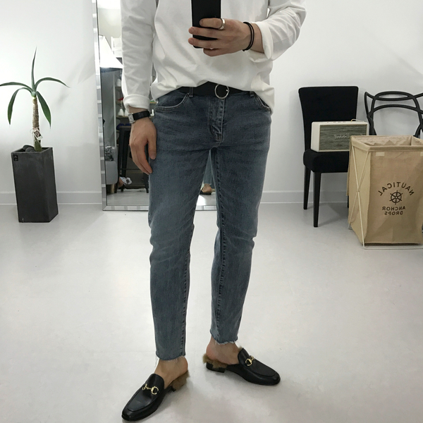 Korea Jeans Pants Med Gray Denim Pants Men's Fa