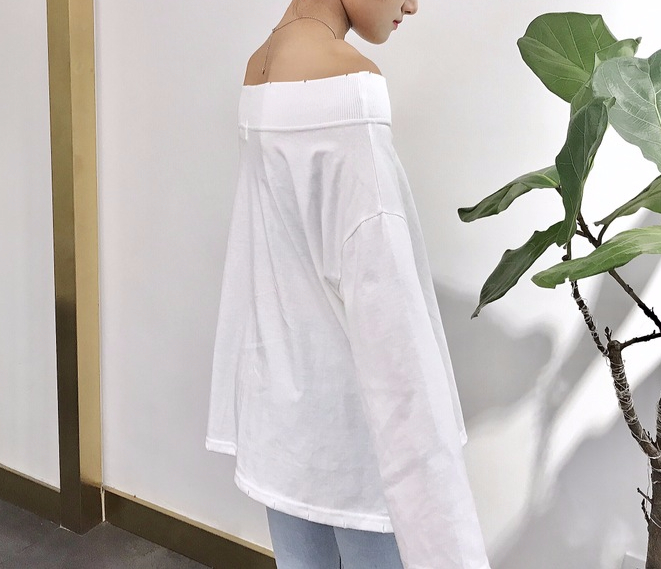 Feminine man-to-man off-shoulder polo 2 color Autu