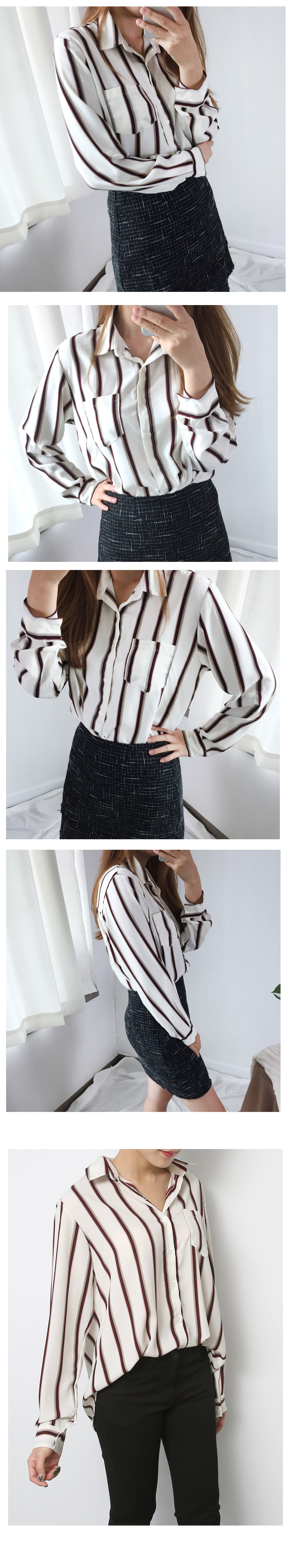 Women's Striped Blouse Women's Autumn Chiffo