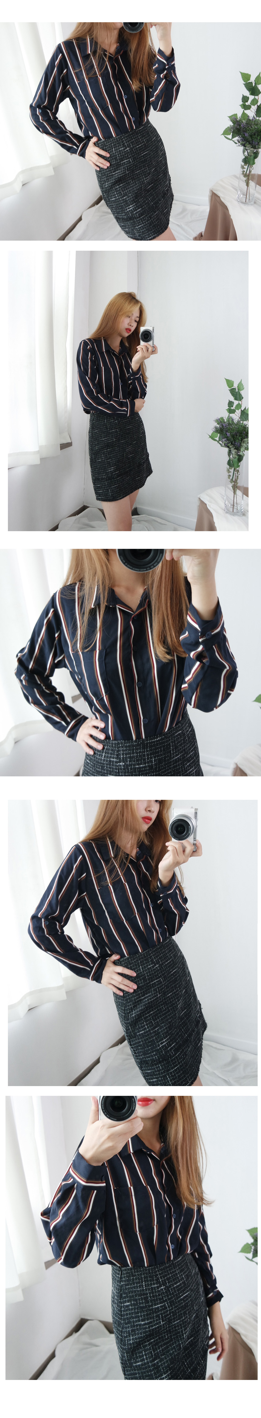 Women's Striped Blouse Women's Autumn Chiffo