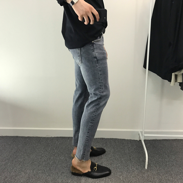 Korea Jeans Pants Med Gray Denim Pants Men's Fa