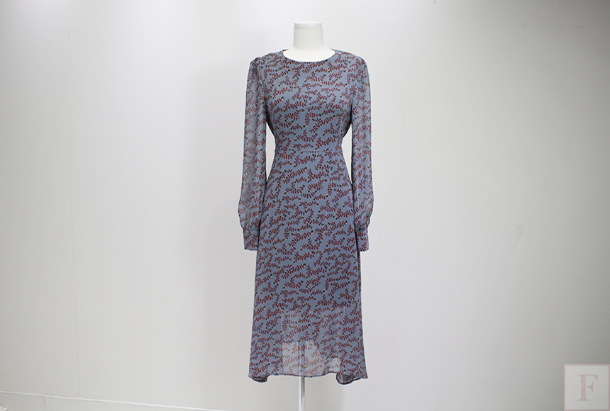 Autumn New Flower Long Sleeve Chiffon Long Dress 3