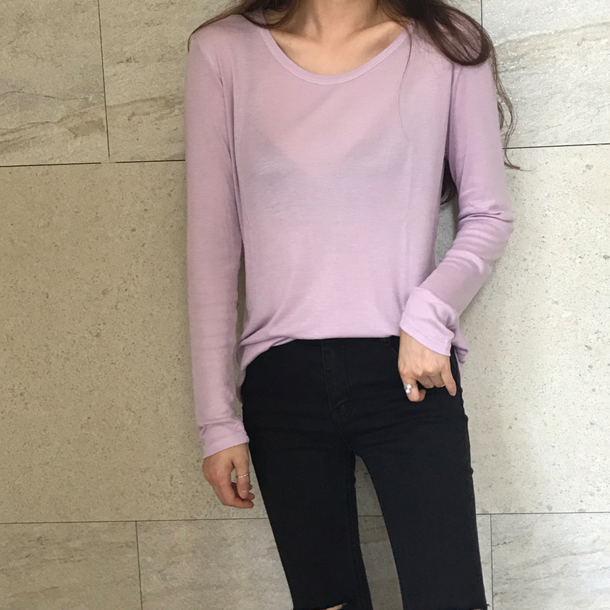 Round long sleeve basic T-shirt inner girl