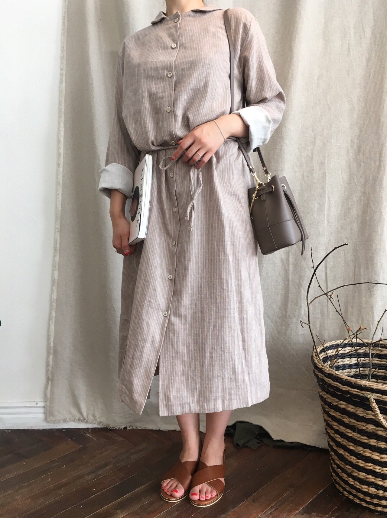 New Striped Shirt Dresses Daily Coordinate Basic P