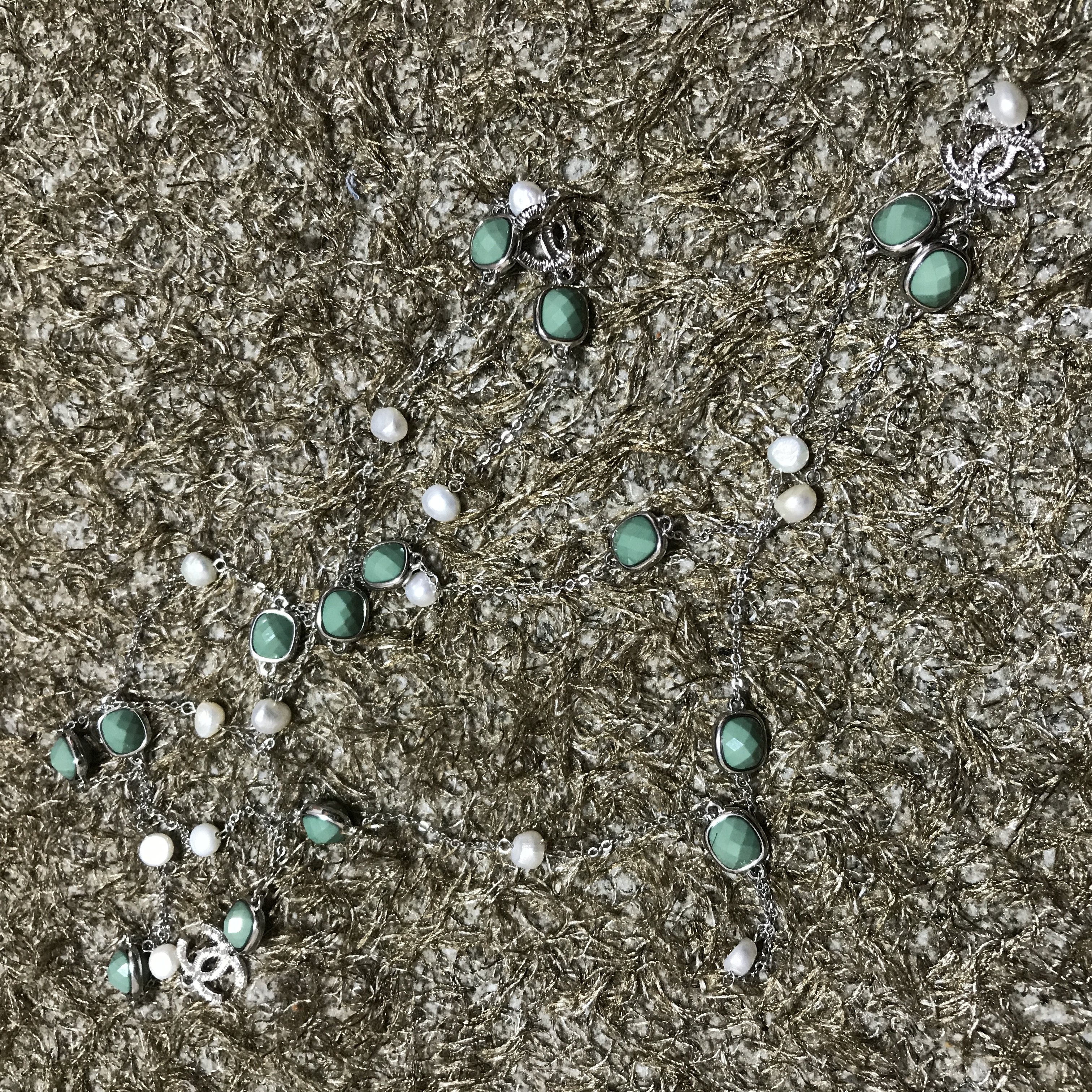 About JJ Gemstone Pearl Sha_nell Necklace `Layered