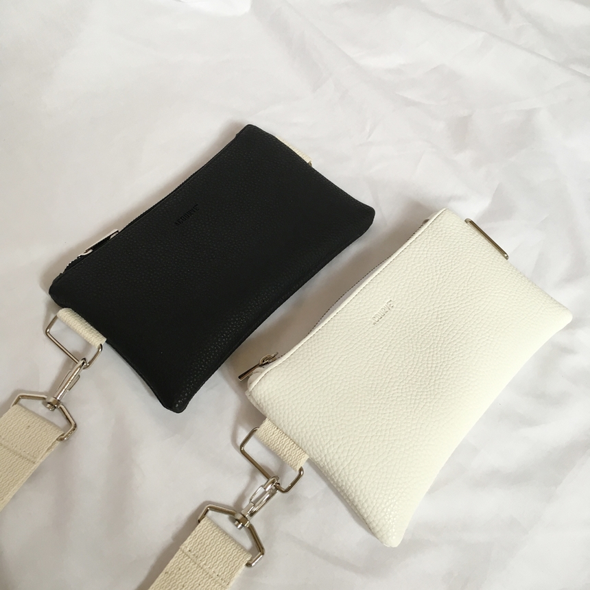 New Leather Strap Mini Clutch Black, White, Camel,
