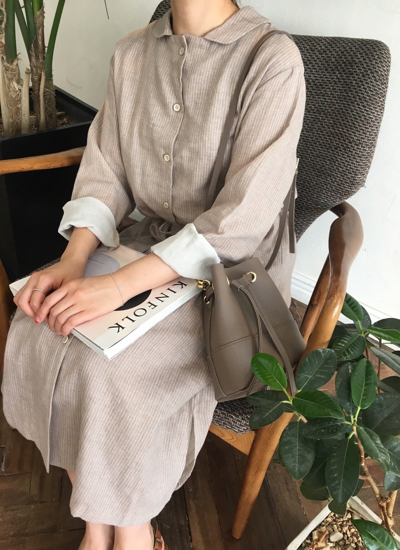 New Striped Shirt Dresses Daily Coordinate Basic P