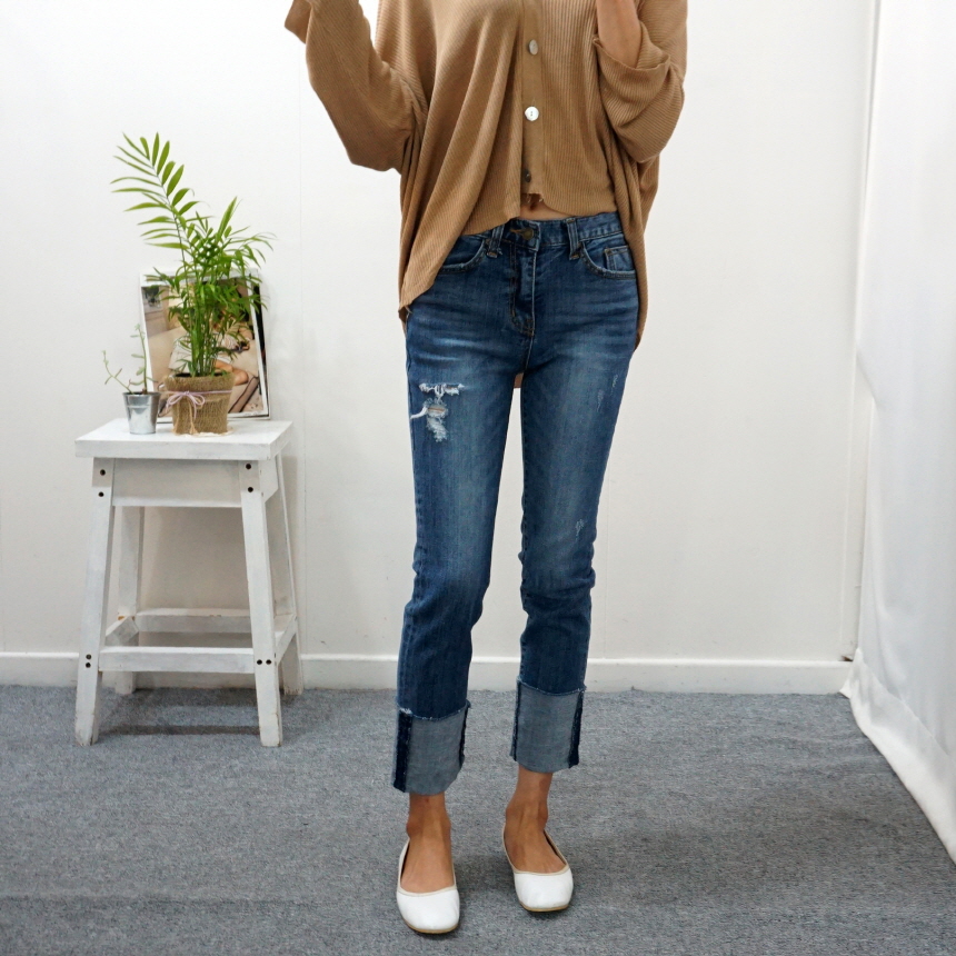 Women Jeans Pants Roll-Up Remedies Date Span Jeans