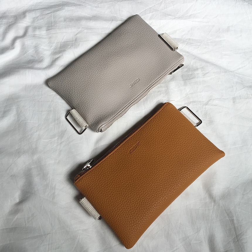 New Leather Strap Mini Clutch Black, White, Camel,