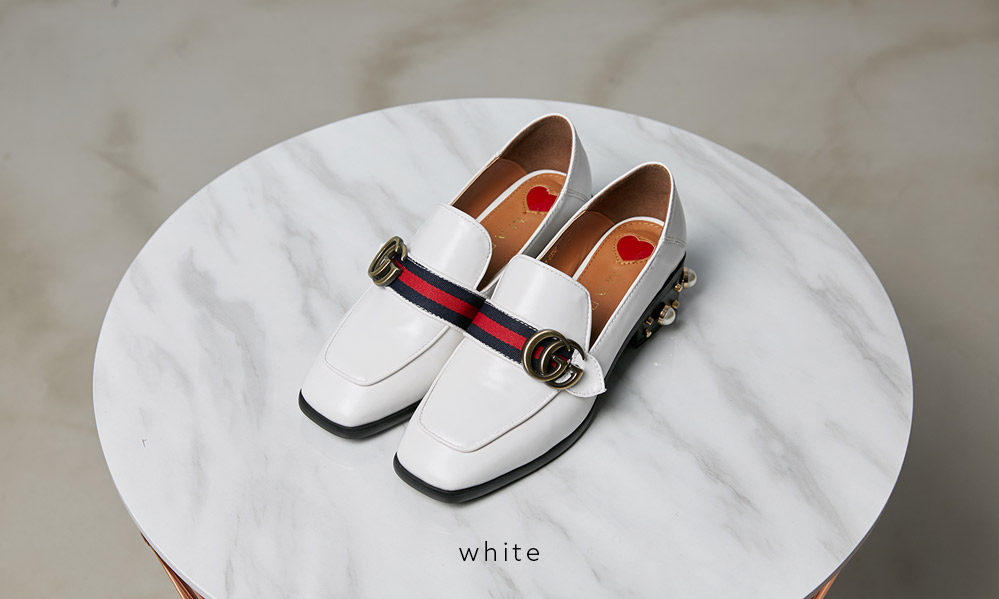 New gg pearl female loafer 4cm heel sparkling fash