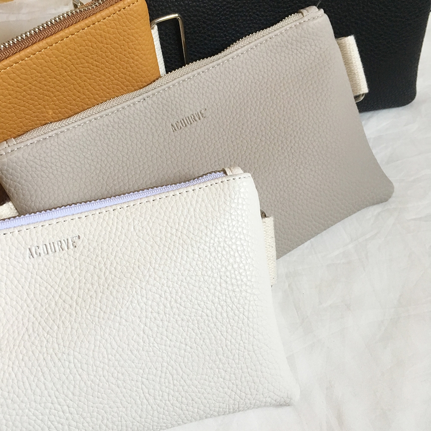 New Leather Strap Mini Clutch Black, White, Camel,