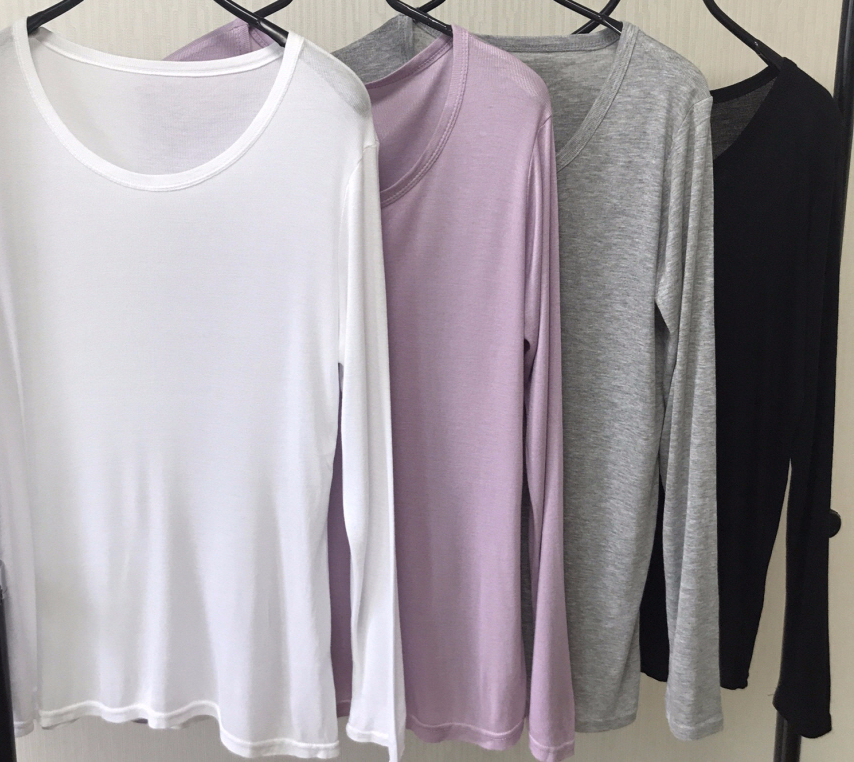 Round long sleeve basic T-shirt inner girl