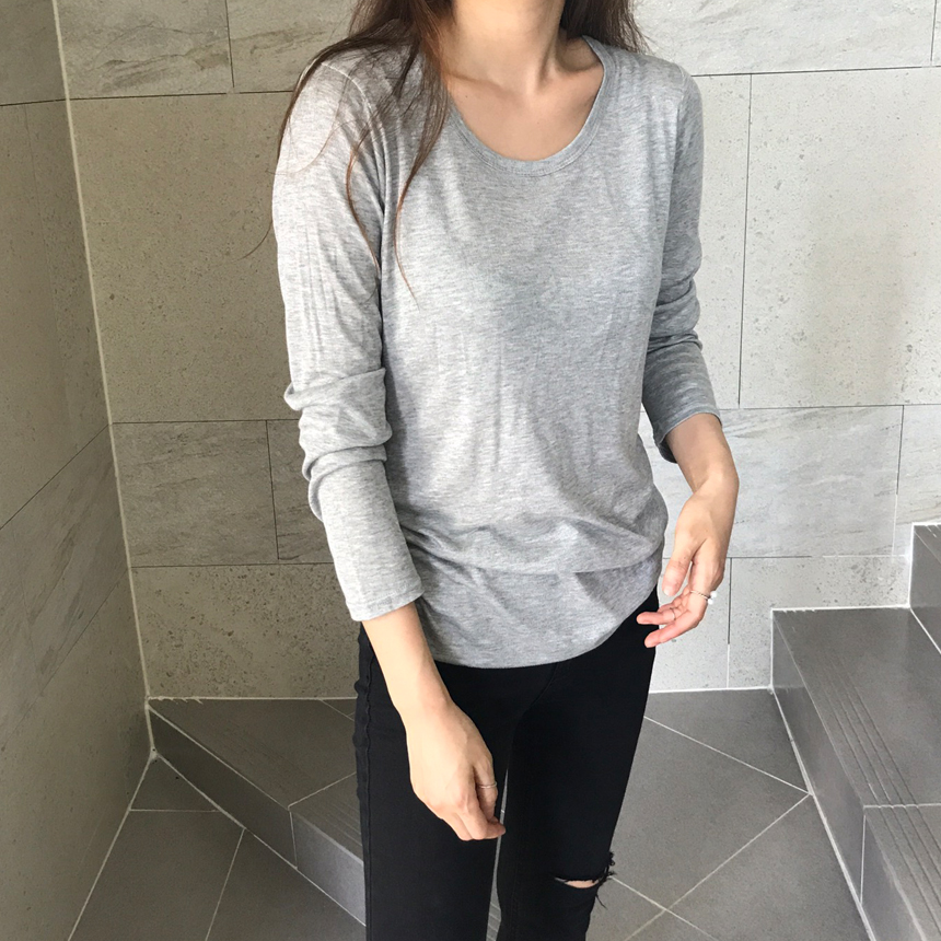 Round long sleeve basic T-shirt inner girl
