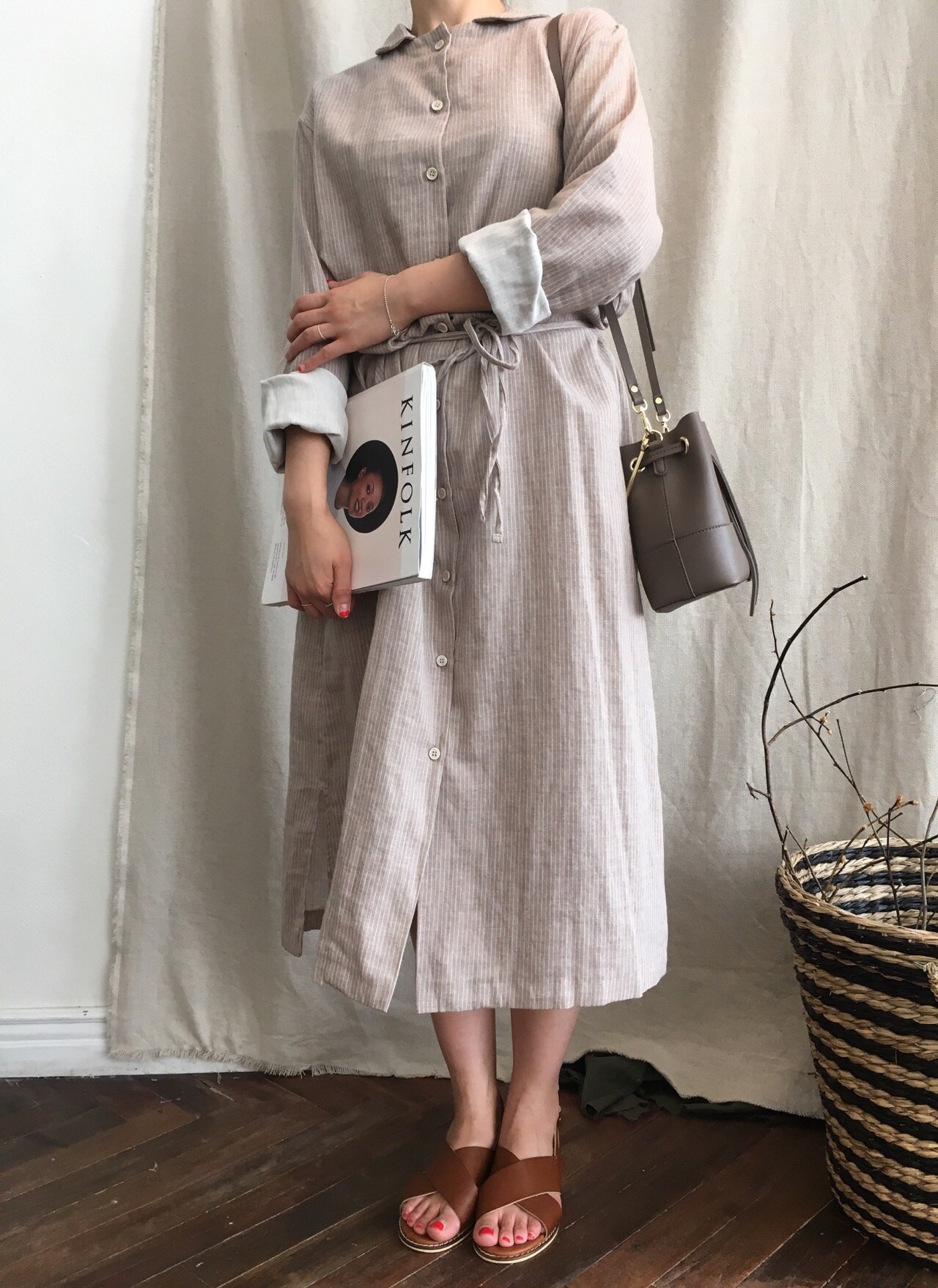 New Striped Shirt Dresses Daily Coordinate Basic P