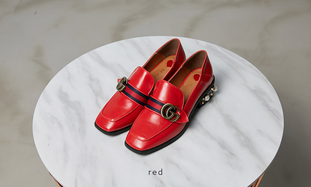 New gg pearl female loafer 4cm heel sparkling fash