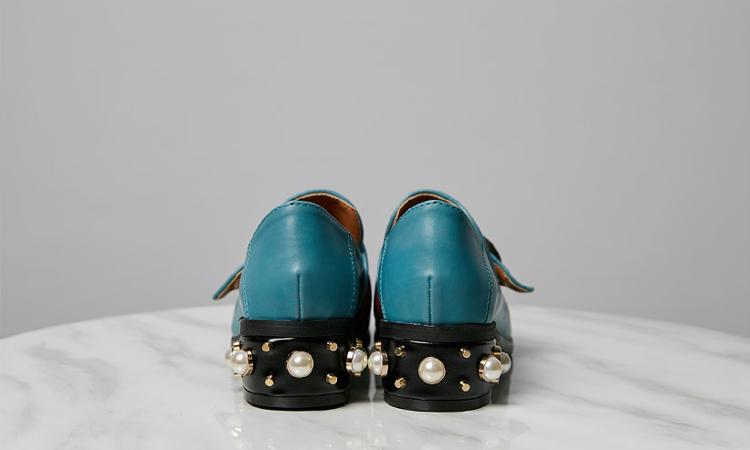New gg pearl female loafer 4cm heel sparkling fash