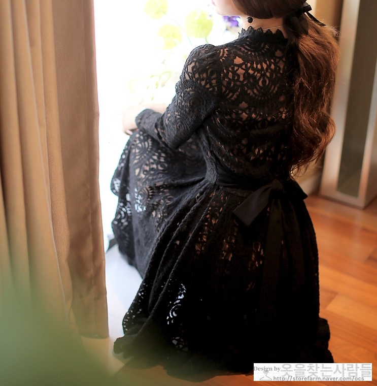 New Women Dress Black Punching Lace Flower Eyelet 