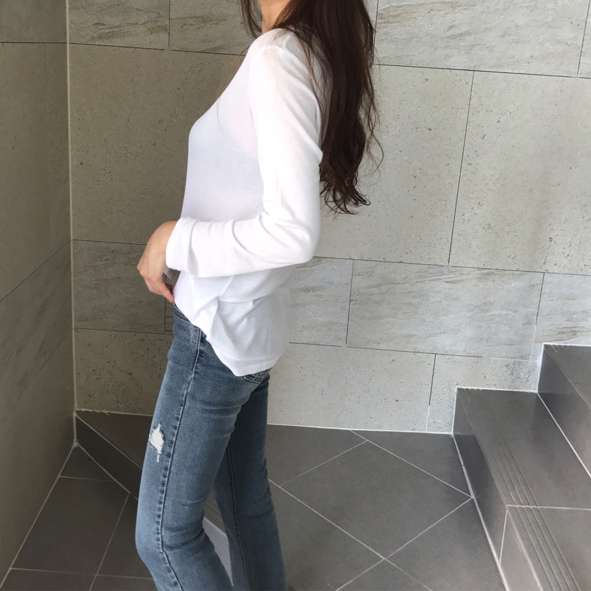 Round long sleeve basic T-shirt inner girl