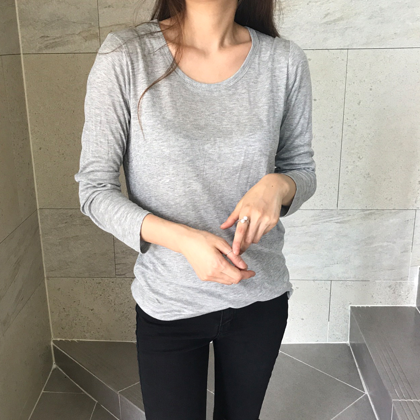 Round long sleeve basic T-shirt inner girl