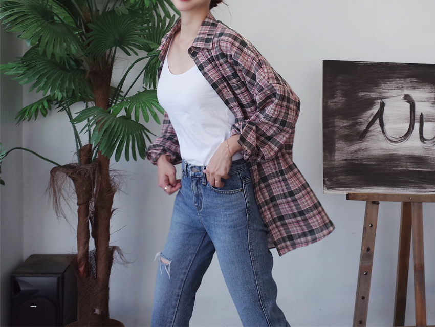 Women Blouses Autumn Woman Over Buffet Check South