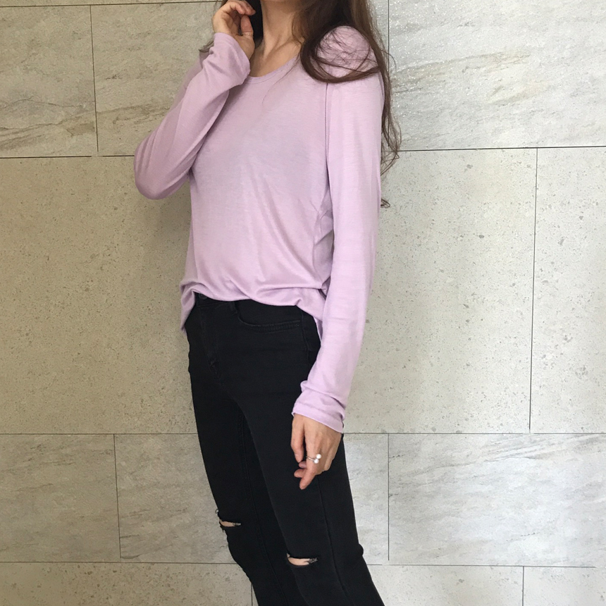 Round long sleeve basic T-shirt inner girl
