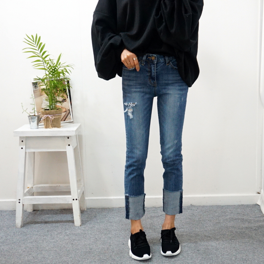 Women Jeans Pants Roll-Up Remedies Date Span Jeans