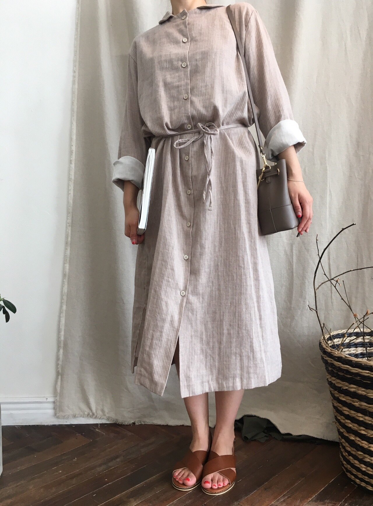 New Striped Shirt Dresses Daily Coordinate Basic P