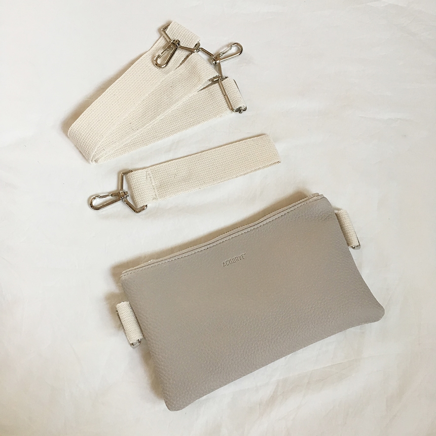 New Leather Strap Mini Clutch Black, White, Camel,