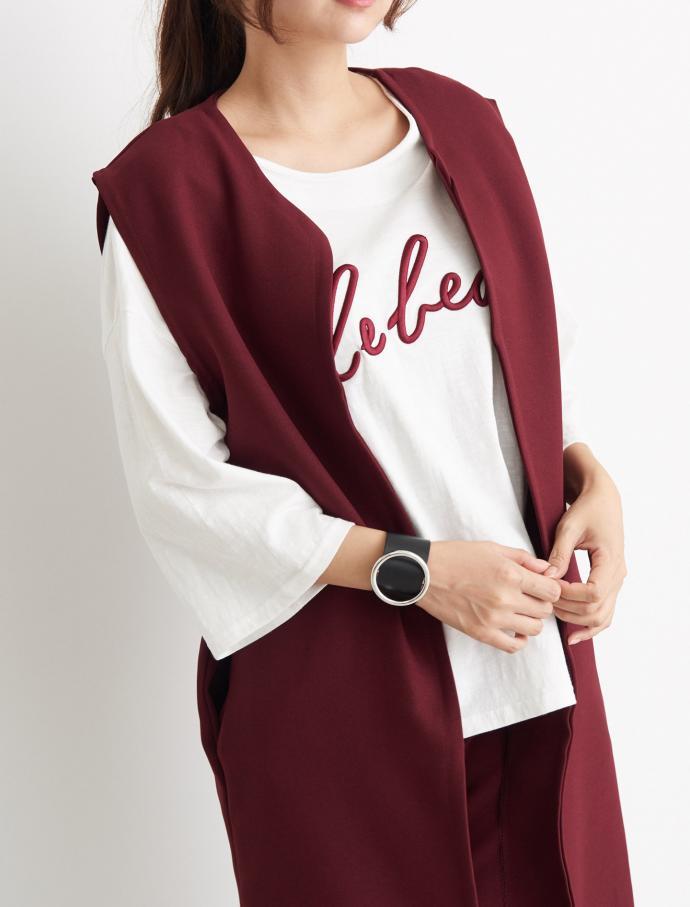 Vest Slacks Autumn Coordination Set Walking Mom Ut