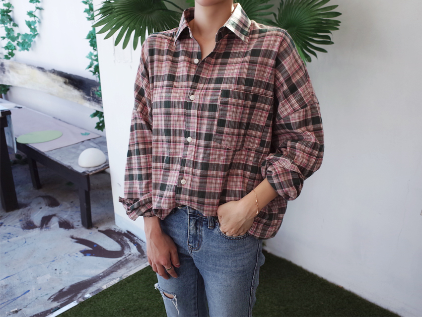 Women Blouses Autumn Woman Over Buffet Check South