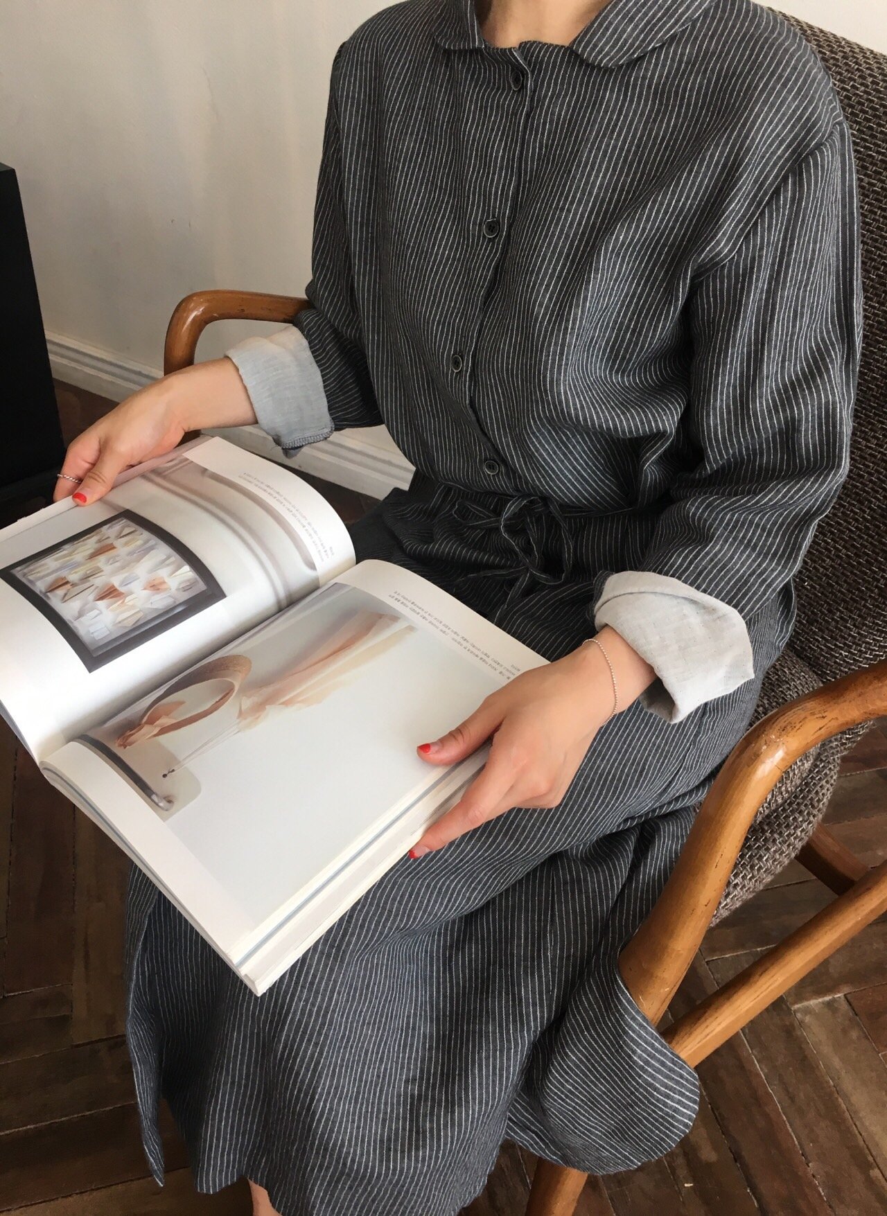 New Striped Shirt Dresses Daily Coordinate Basic P