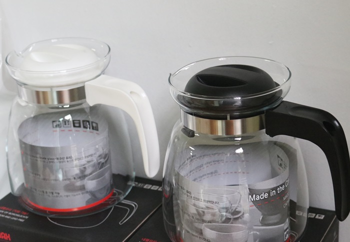 Flame-proof heat-resistant glass tea pot Black, wh