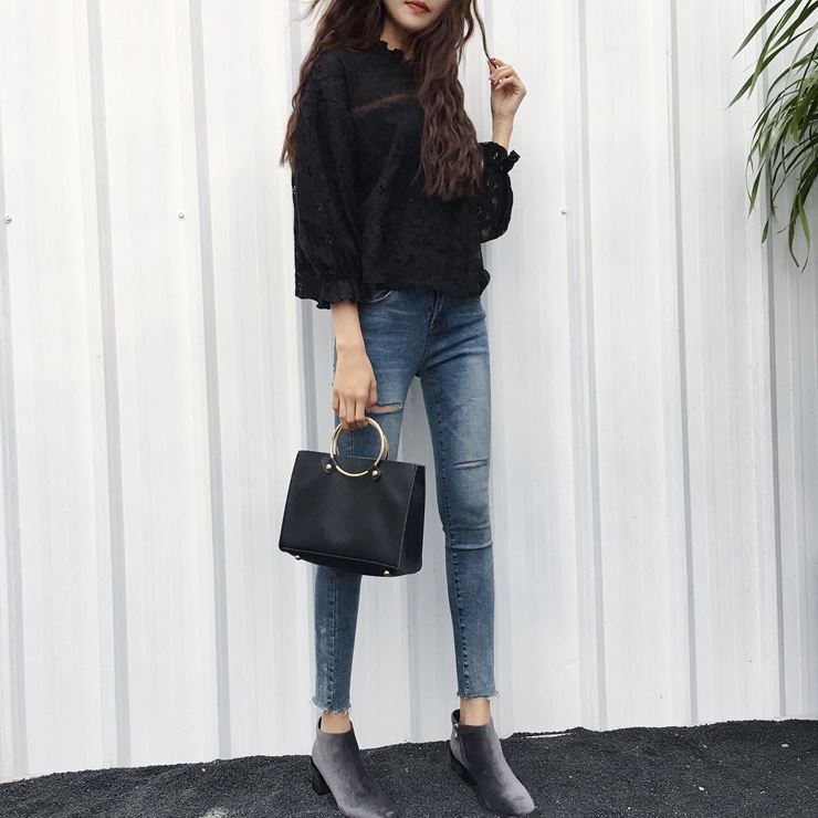 NEW FASHION LADY GIRL Blouse Banni White Black Lac