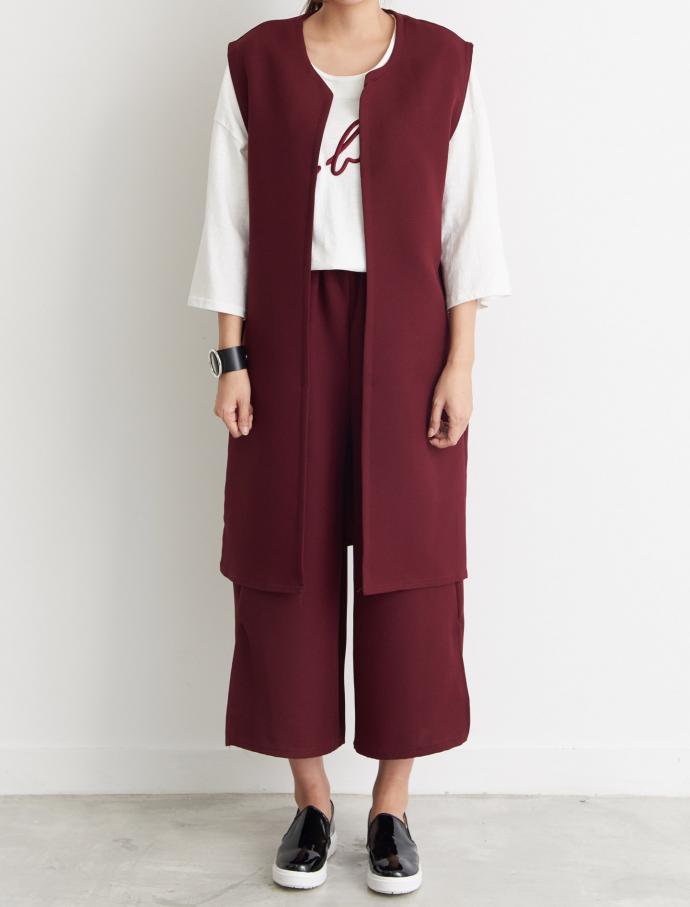 Vest Slacks Autumn Coordination Set Walking Mom Ut