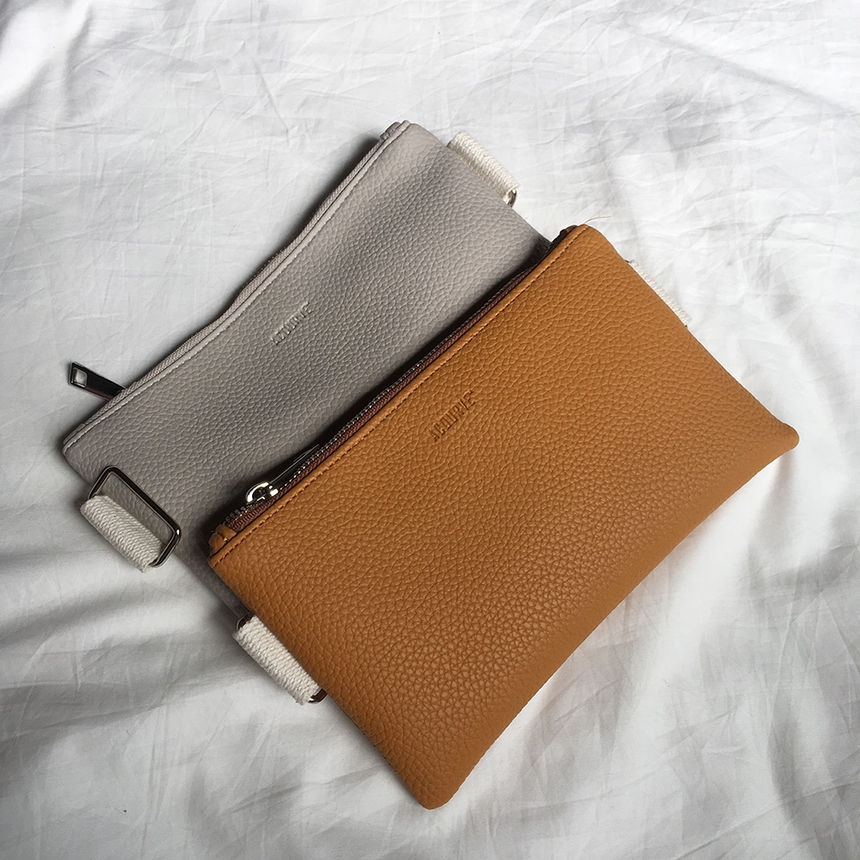 New Leather Strap Mini Clutch Black, White, Camel,