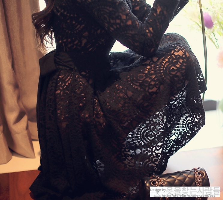 New Women Dress Black Punching Lace Flower Eyelet 