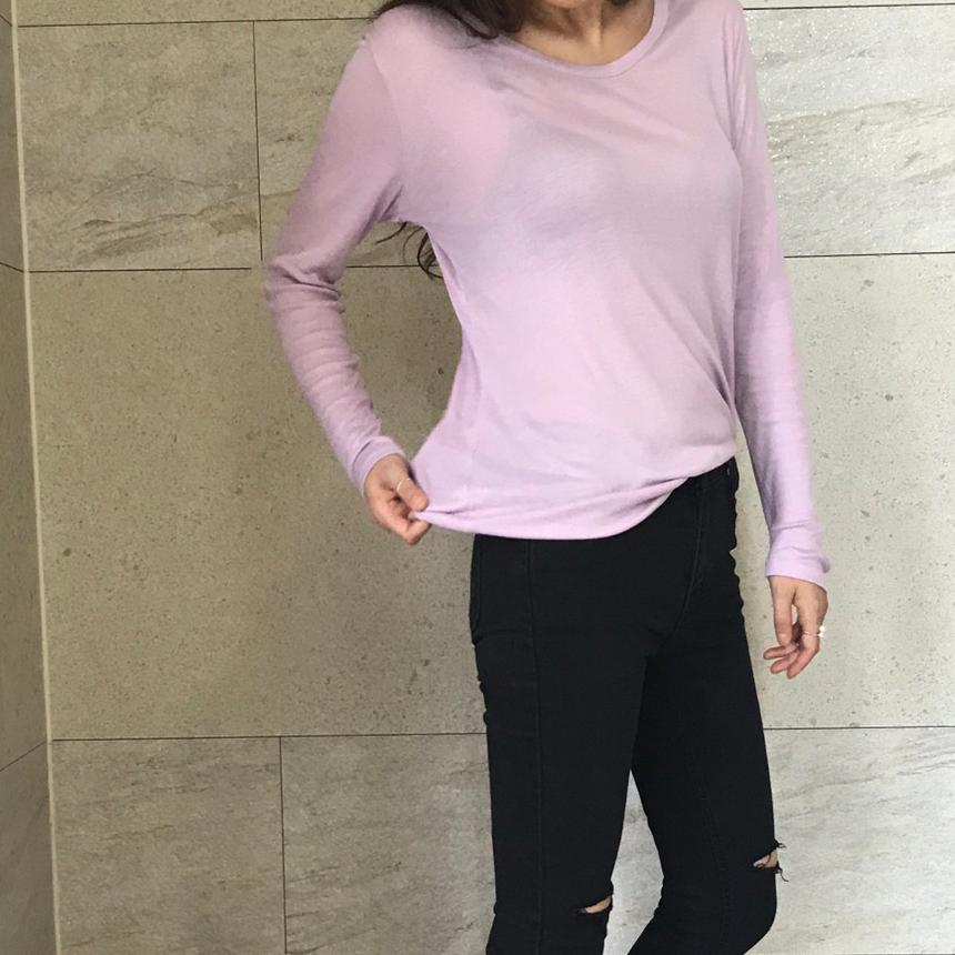 Round long sleeve basic T-shirt inner girl