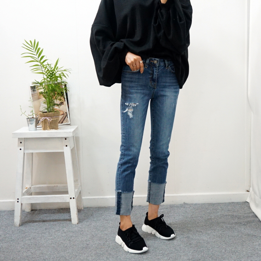 Women Jeans Pants Roll-Up Remedies Date Span Jeans