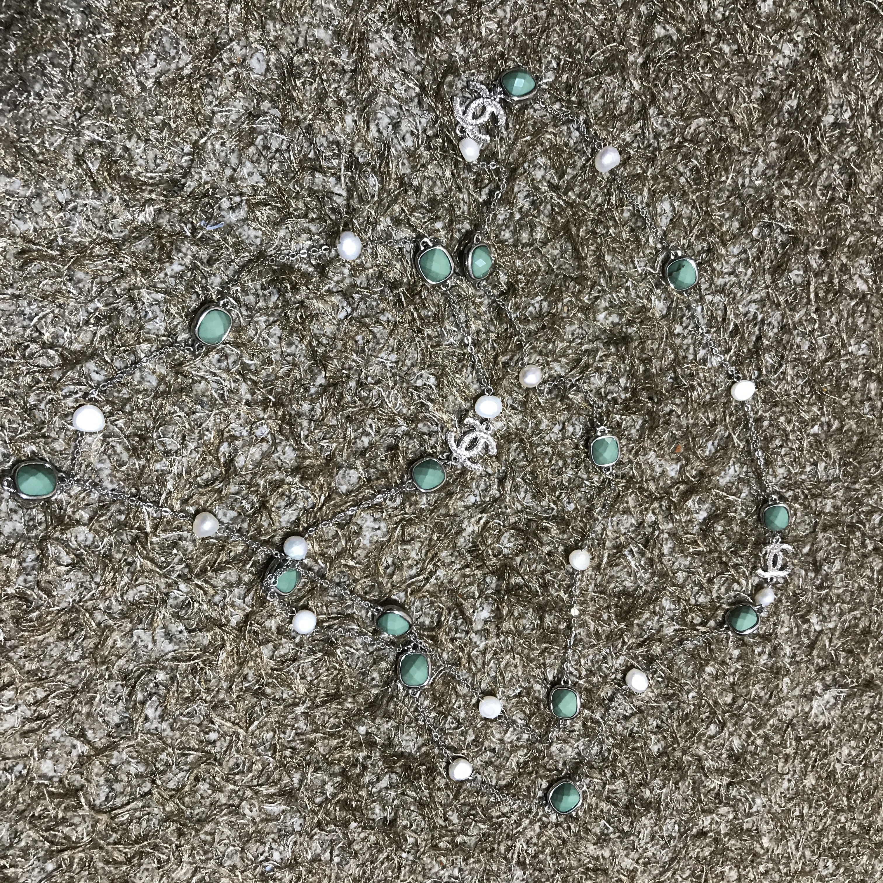 About JJ Gemstone Pearl Sha_nell Necklace `Layered