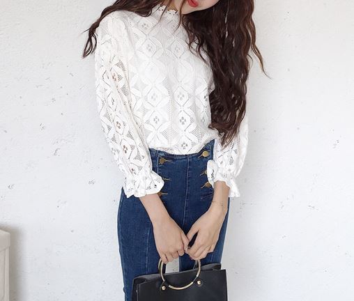 NEW FASHION LADY GIRL Blouse Banni White Black Lac