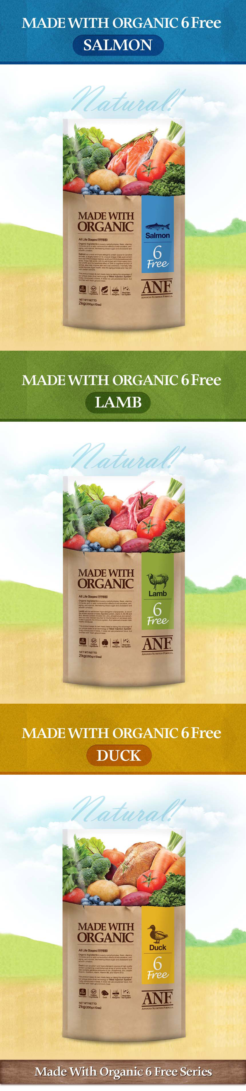 NEW PET DOG FEED ANF 6free Duck Salmon 6kg Organic