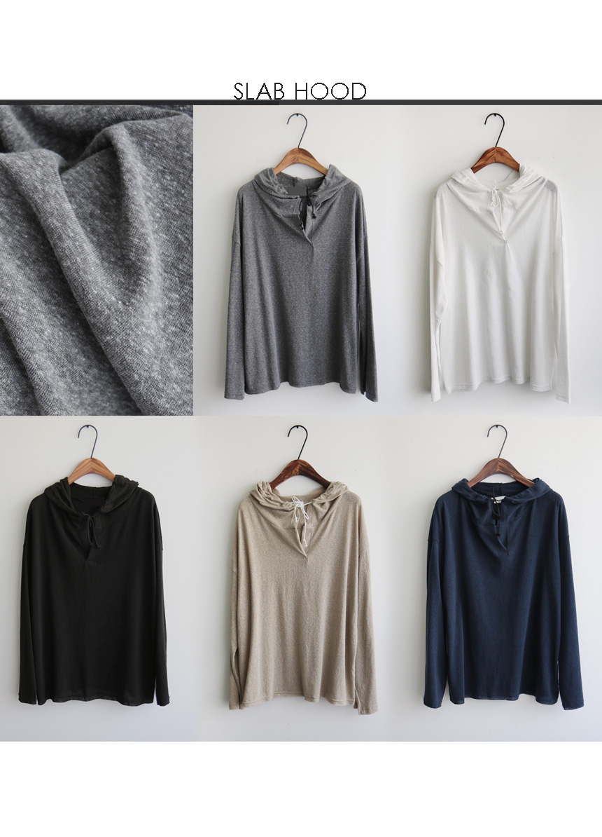 Women's Hooded T-shirt slab long sleeve cotton 