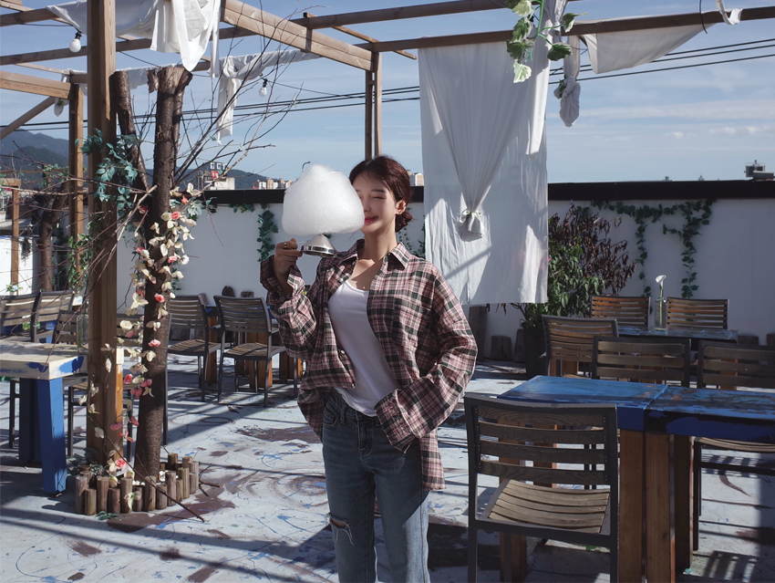 Women Blouses Autumn Woman Over Buffet Check South