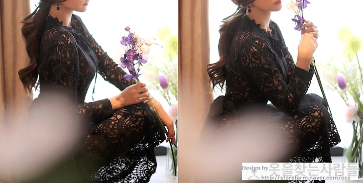 New Women Dress Black Punching Lace Flower Eyelet 