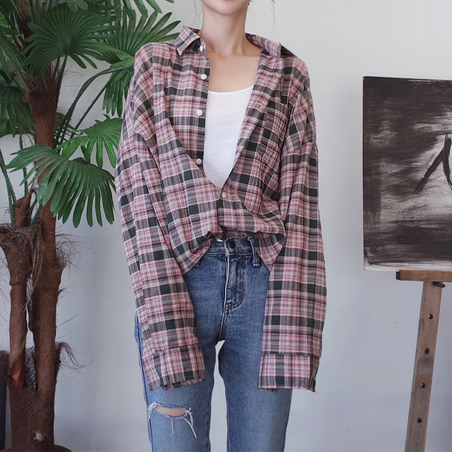 Women Blouses Autumn Woman Over Buffet Check South