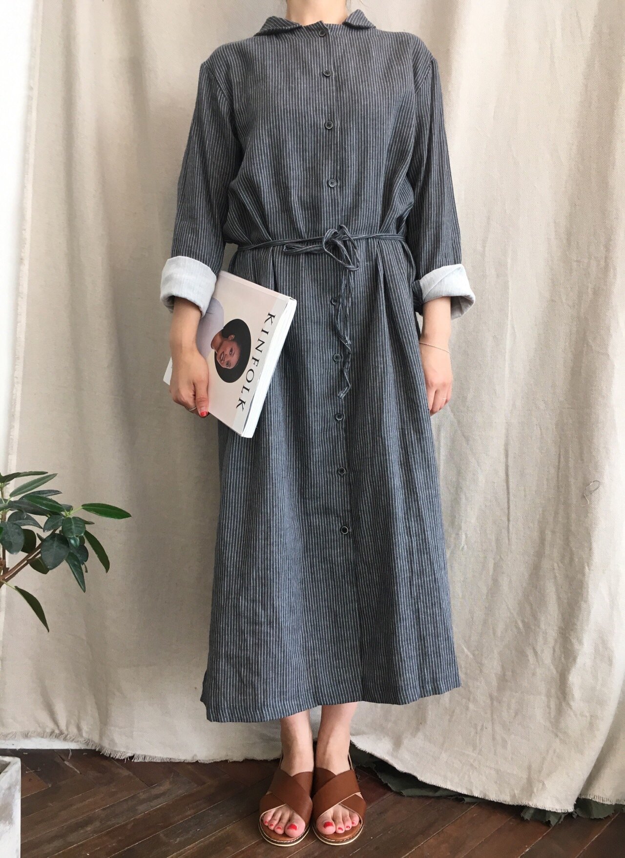 New Striped Shirt Dresses Daily Coordinate Basic P
