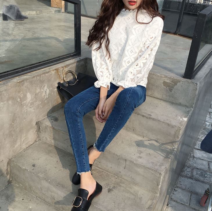 NEW FASHION LADY GIRL Blouse Banni White Black Lac